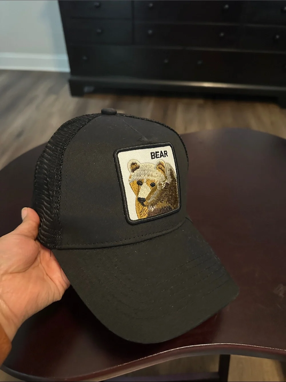 Goorin Bros Black 'Bear' Patch Trucker Hat